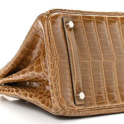 Hermes Shiny Porosus Crocodile Birkin 30 Ficelle Chartreuse 6 of 42