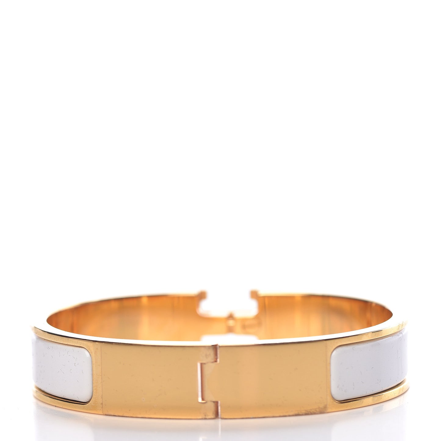 Enamel Narrow Clic Clac H Bracelet PM White
