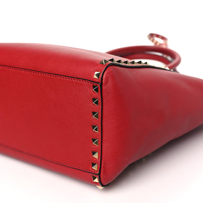 Valentino Garavani Vitello Rockstud Double Handle Tote Rosso Valentino 9 of 14