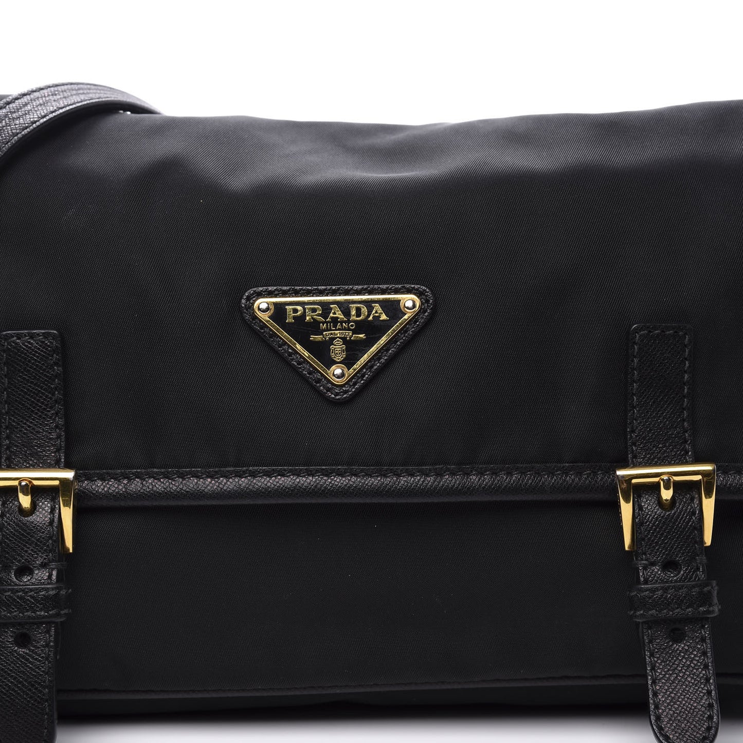 Tessuto Nylon Saffiano Small Messenger Bag Black
