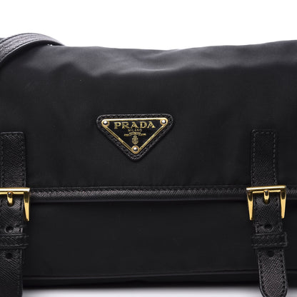 Prada Tessuto Nylon Saffiano Small Messenger Bag Black 9 of 9
