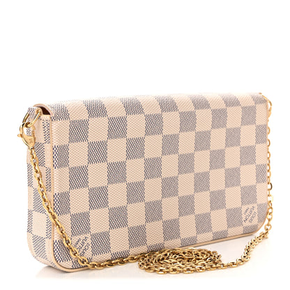 Louis Vuitton Damier Azur Pochette Felicie Chain Wallet Rose Ballerine 4 of 10