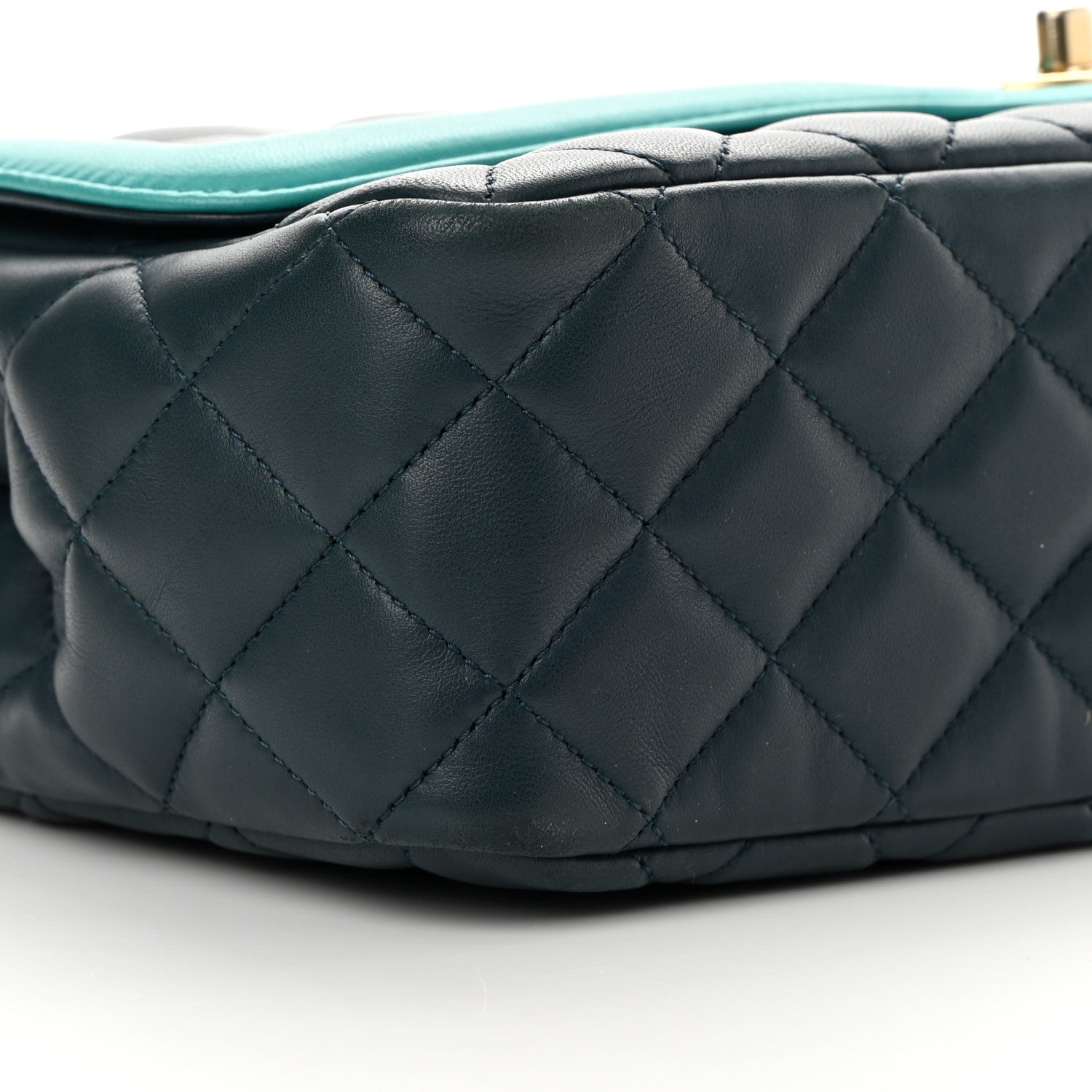 Chanel Lambskin Quilted Bi-Color Flap Navy Turquoise 9 of 16