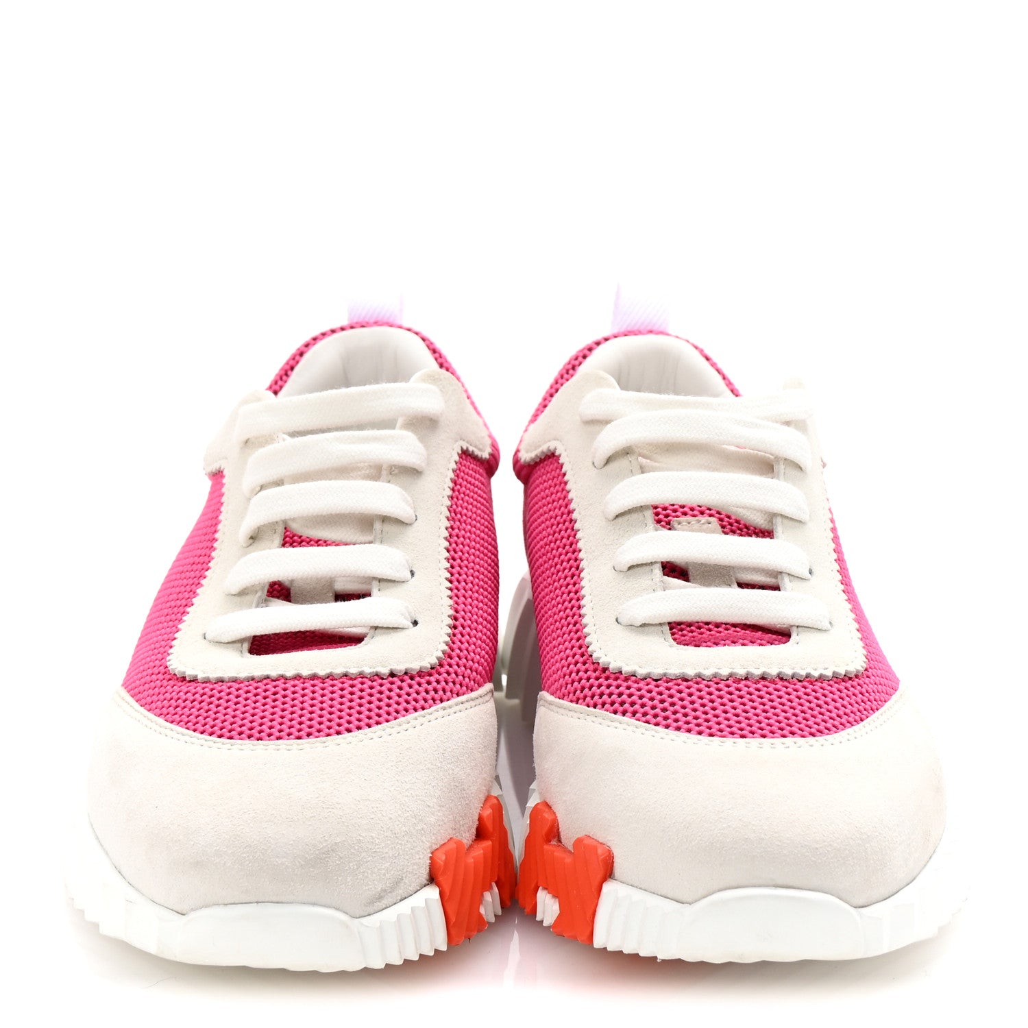 Hermes Air Mesh Suede Goatskin Bouncing Sneakers 38.5 Rose Multicolor 3 of 10