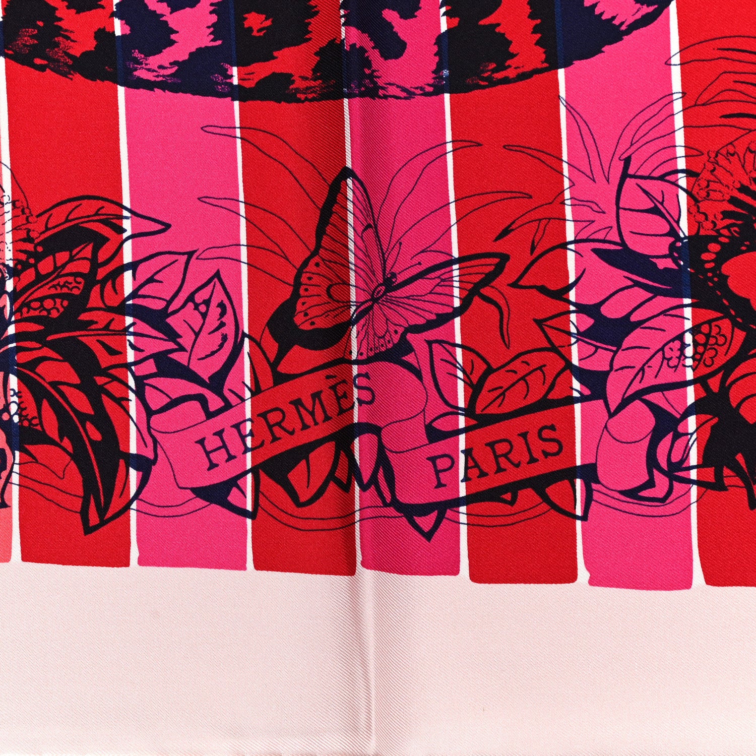 Hermes Silk Jungle Love Rainbow Scarf 90 Rose Vif Encre Rouge 2 of 5