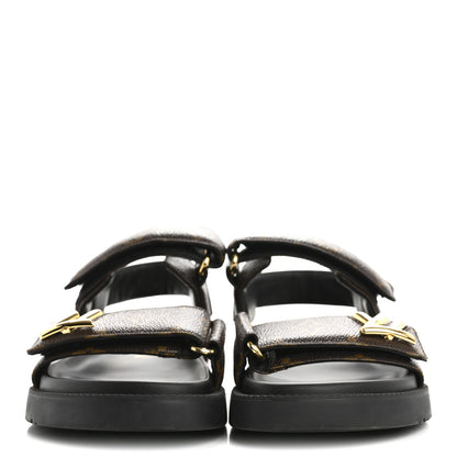 Louis Vuitton Monogram LV Sunset Comfort Flat Sandals 37.5 Cacao Brown 3 of 9