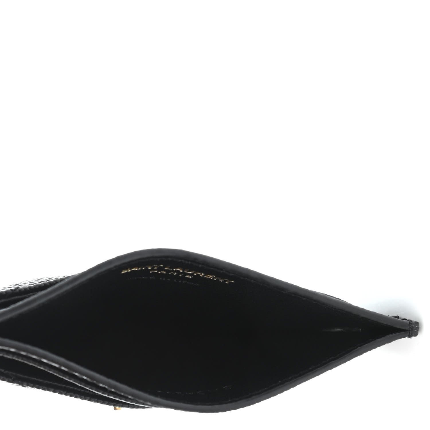 Saint Laurent Grain De Poudre Matelasse Chevron Monogram Credit Card Case Black 4 of 4