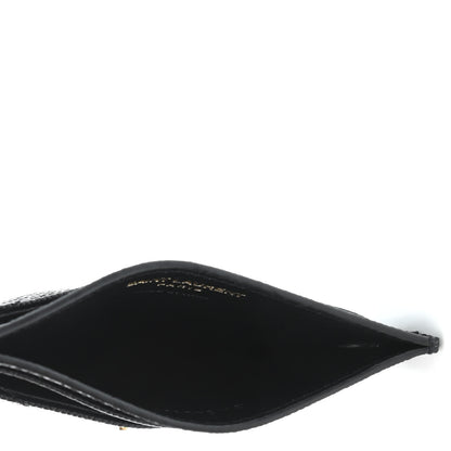 Saint Laurent Grain De Poudre Matelasse Chevron Monogram Credit Card Case Black 4 of 4