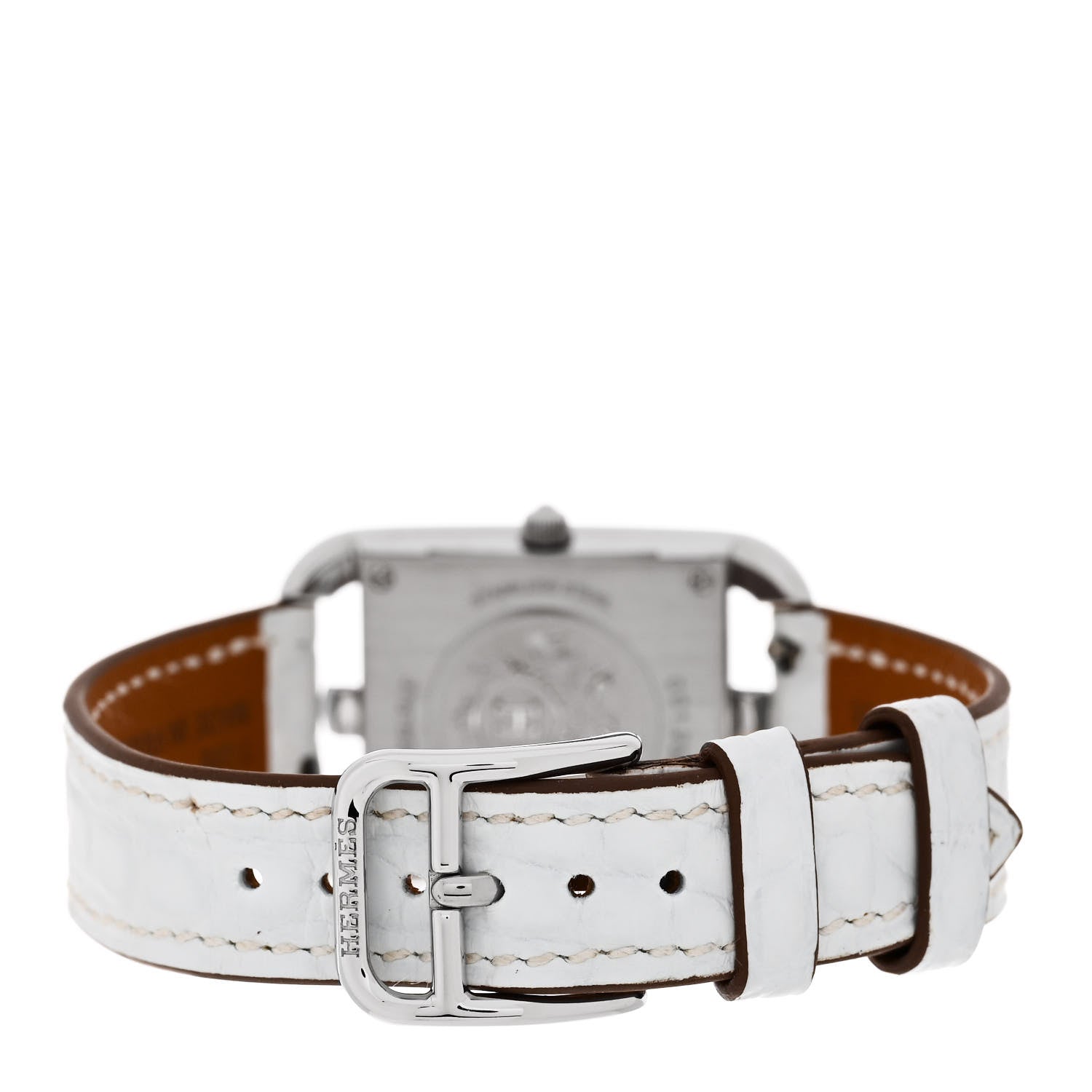 Hermes Stainless Steel Alligator Diamond Mother of Pearl 23mm Cape Cod Quartz Watch Bleu Brum 3 of 5