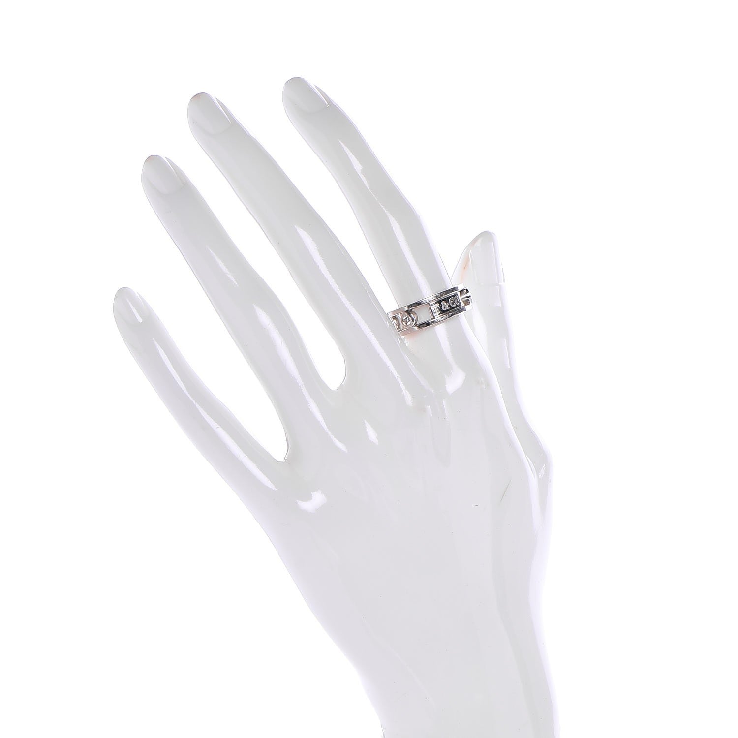 Tiffany 18K White Gold Diamond 1837 Ring 53 6.25 2 of 6