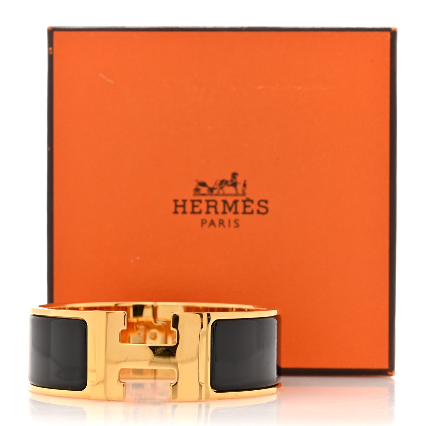 Enamel Wide Clic Clac H Bracelet GM Black