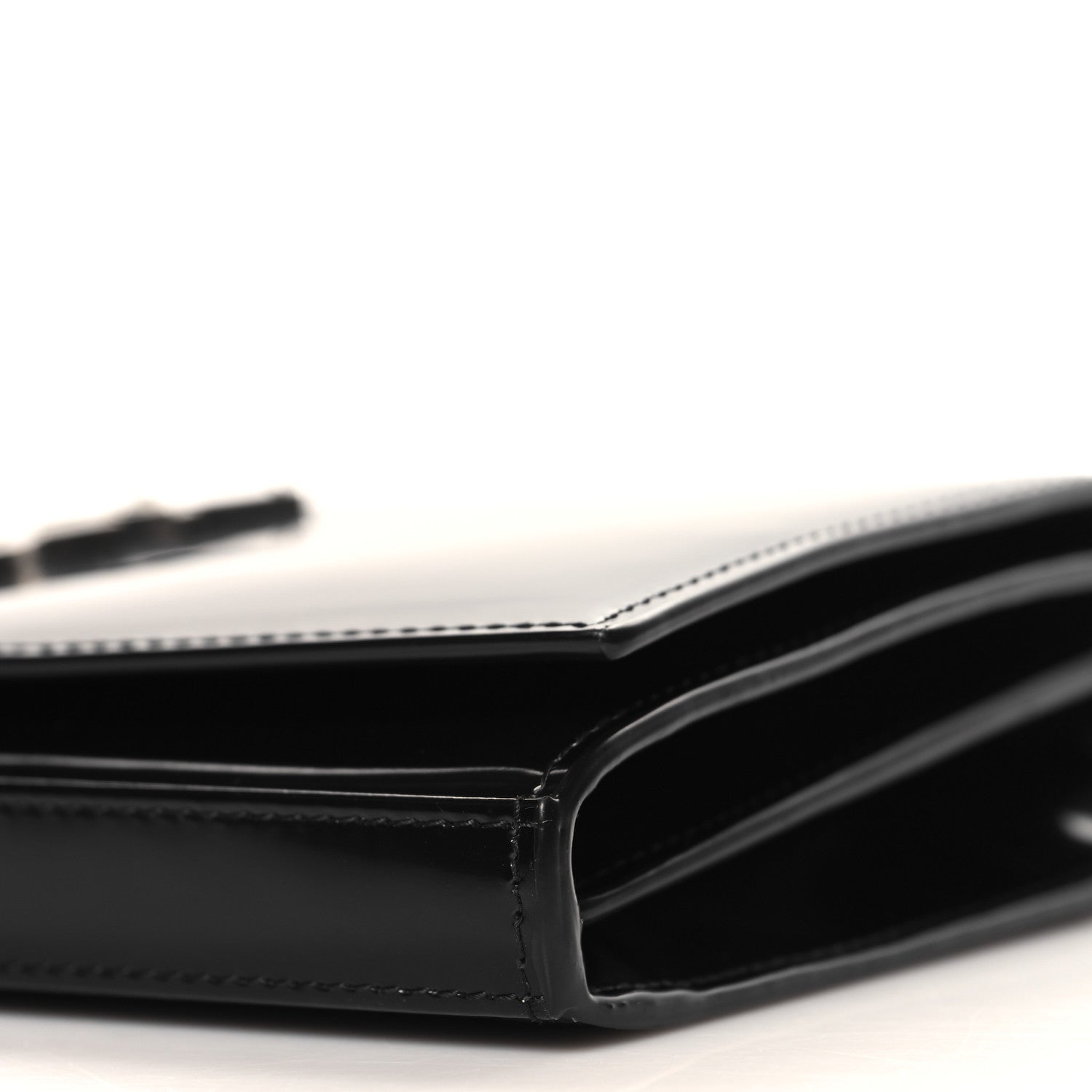 Saint Laurent Glazed Calfskin Cassandre Wallet On Chain WOC Black 9 of 9