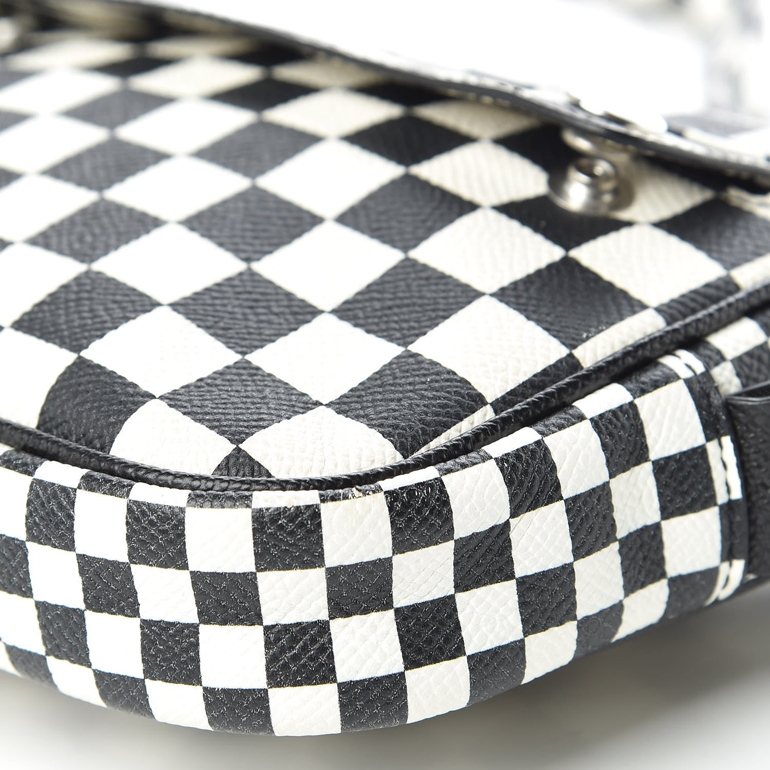 Givenchy Grained Calfskin Checkered Print Messenger Black White 7 of 16