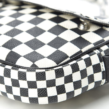 Givenchy Grained Calfskin Checkered Print Messenger Black White 7 of 16