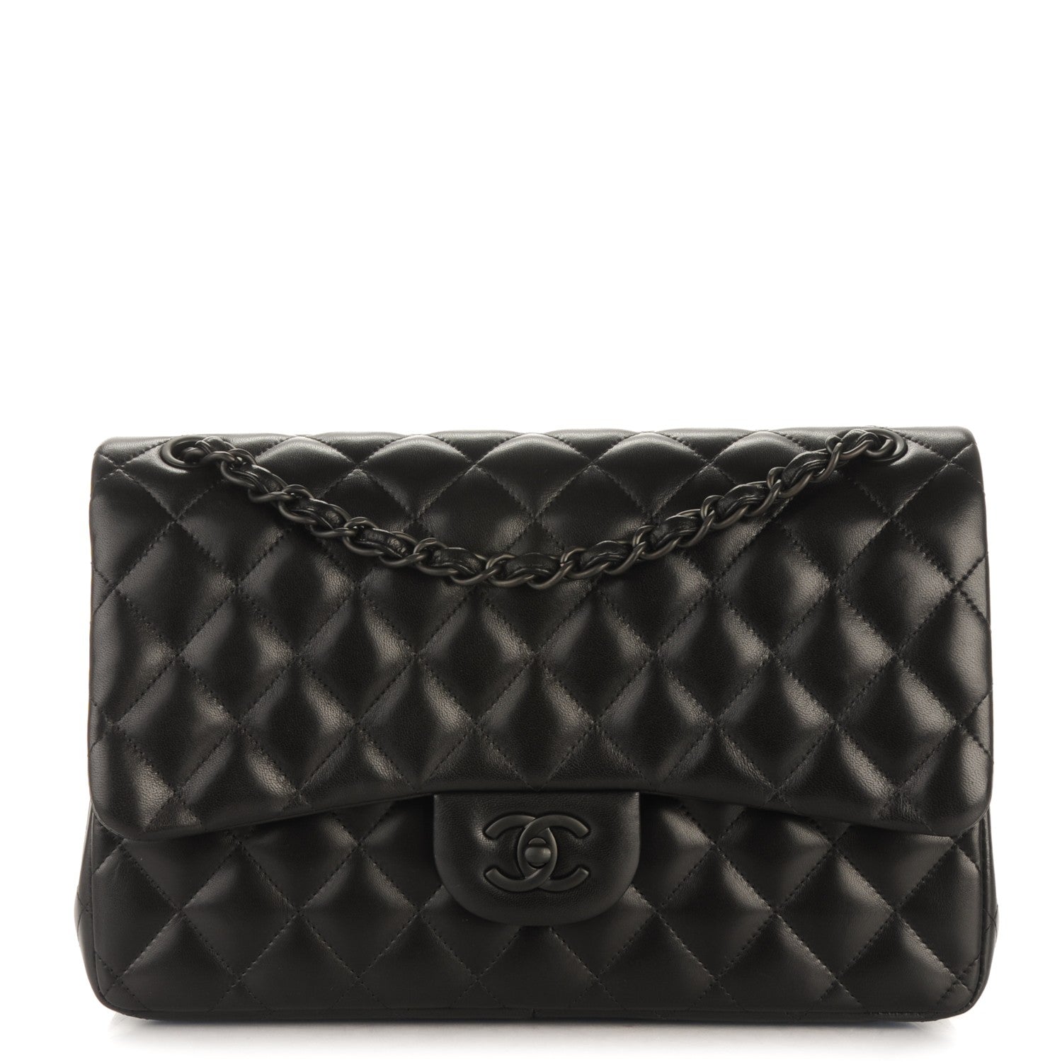 Chanel Lambskin Quilted Jumbo Double Flap So Black 1 of 9