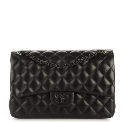 Chanel Lambskin Quilted Jumbo Double Flap So Black 1 of 9