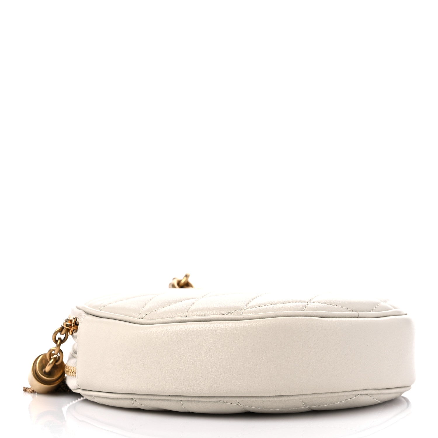 Saint Laurent Lambskin Quilted Round Le Maillon Round Tassel Chain Crossbody Bag Crema Soft 4 of 11