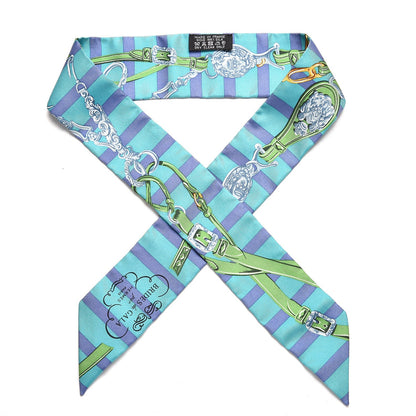 Hermes Silk Brides de Gala Bayaderes Twilly Turquoise Indigo Vert 1 of 5