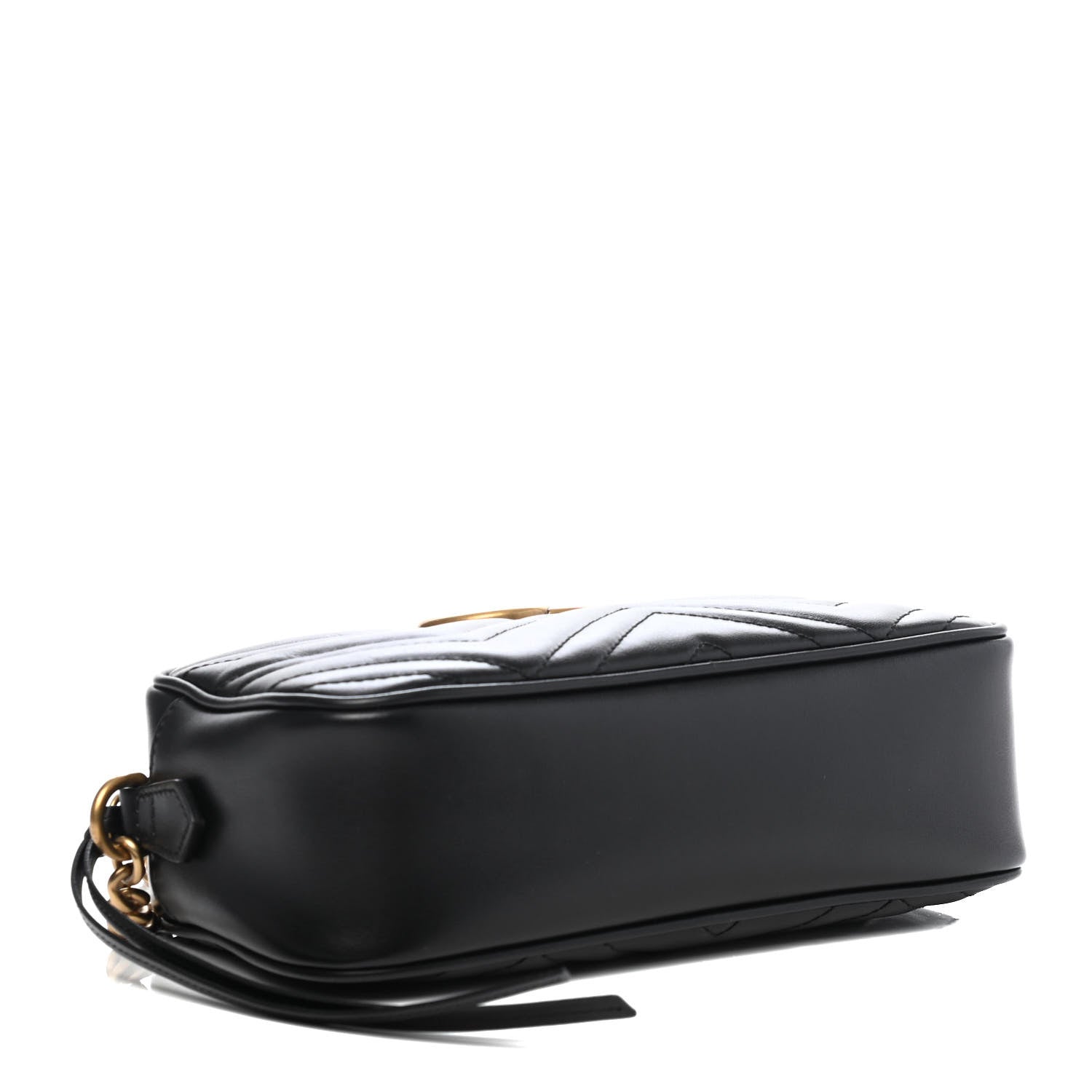 Gucci Calfskin Matelasse Small GG Marmont Chain Shoulder Bag Black 3 of 4