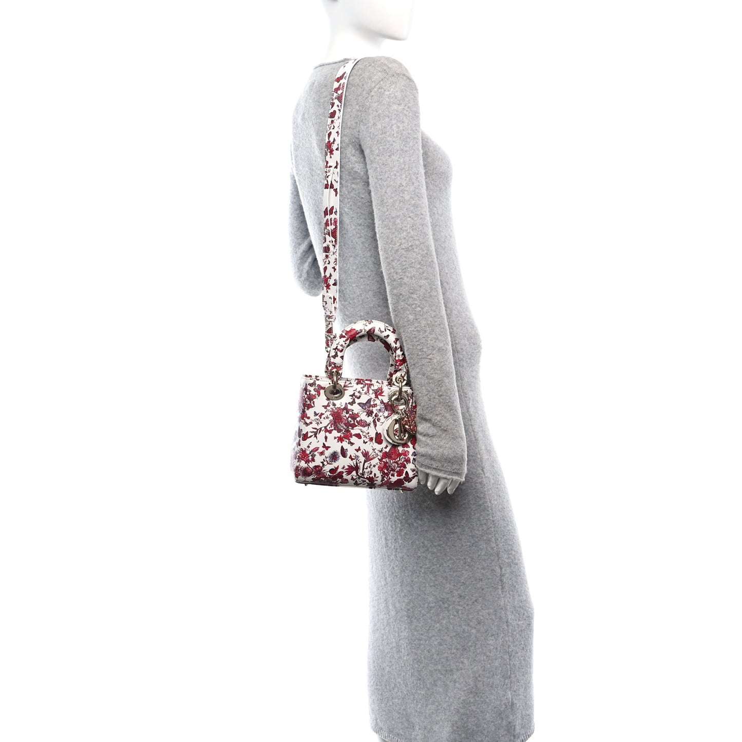 Calfskin Le Coeur Des Papillons Small My ABCDior Lady Dior White Multicolor