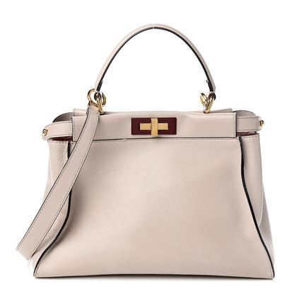 Fendi Vitello Seta Shiny Nappa Medium Peekaboo Iconic Satchel Grigio Polvere Bois de Rose 1 of 10