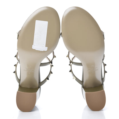 Valentino Garavani Calfskin Rockstud 60mm Caged Slide Sandals Sandals 37 Lichen 5 of 7