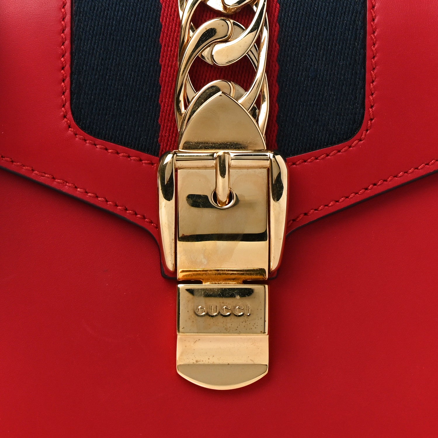 Gucci Calfskin Mini Sylvie Top Handle Bag Hibiscus Red 9 of 11