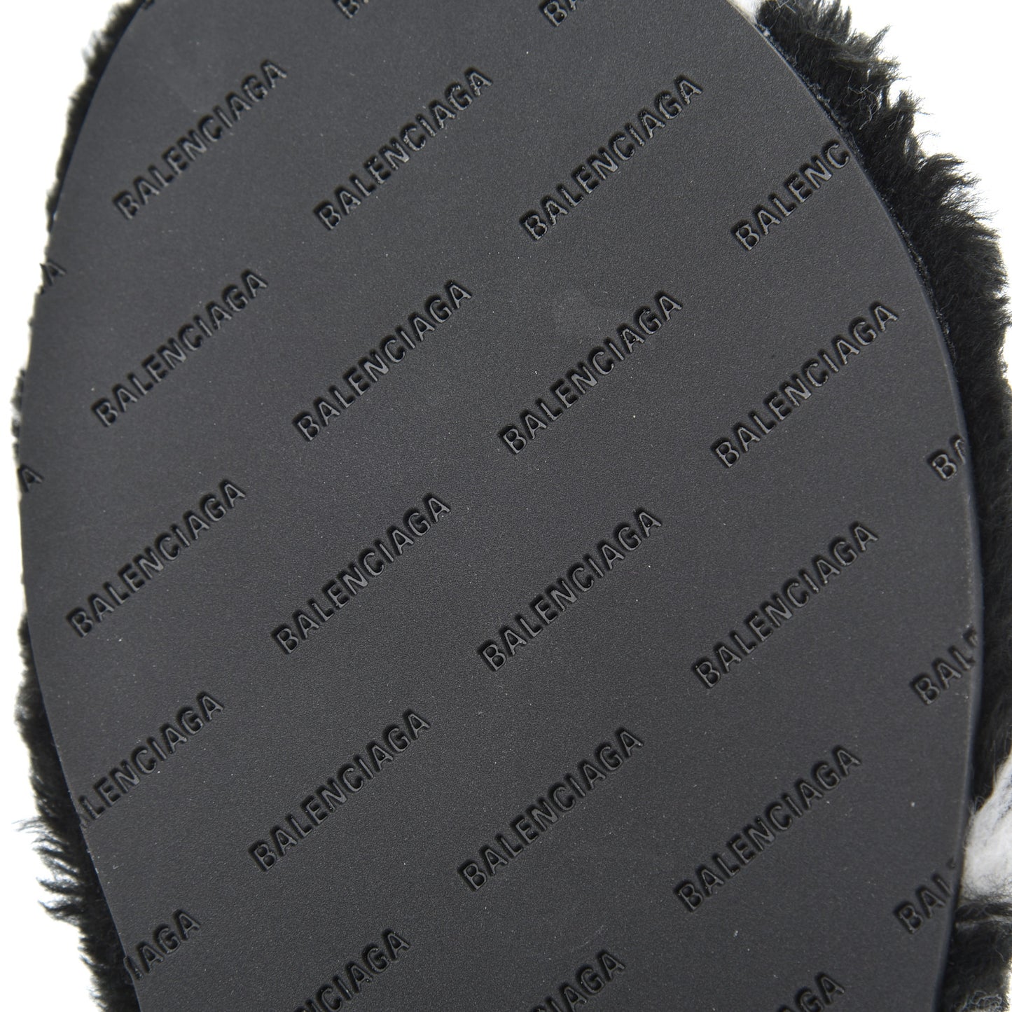 Fur Slide Sandals 37.5 Black White