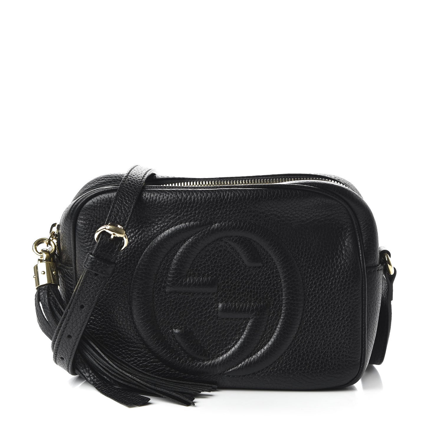 Pebbled Calfskin Small Soho Disco Bag Black