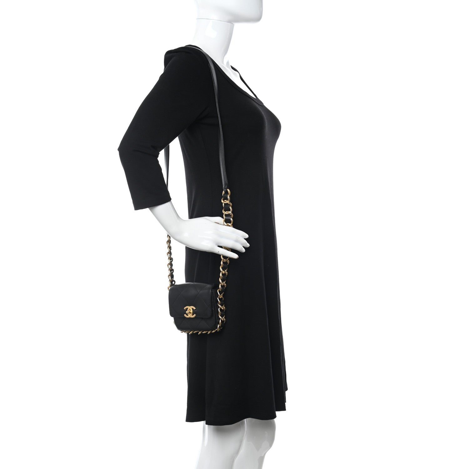 Chanel Calfskin Quilted Mini Framing Chain Bag Black 2 of 9