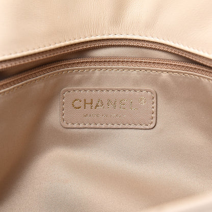 Chanel Calfskin Surpique Chevron Large Flap Beige 6 of 10