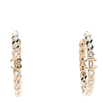 Chanel Crystal CC Hoop Earrings Gold 1 of 5