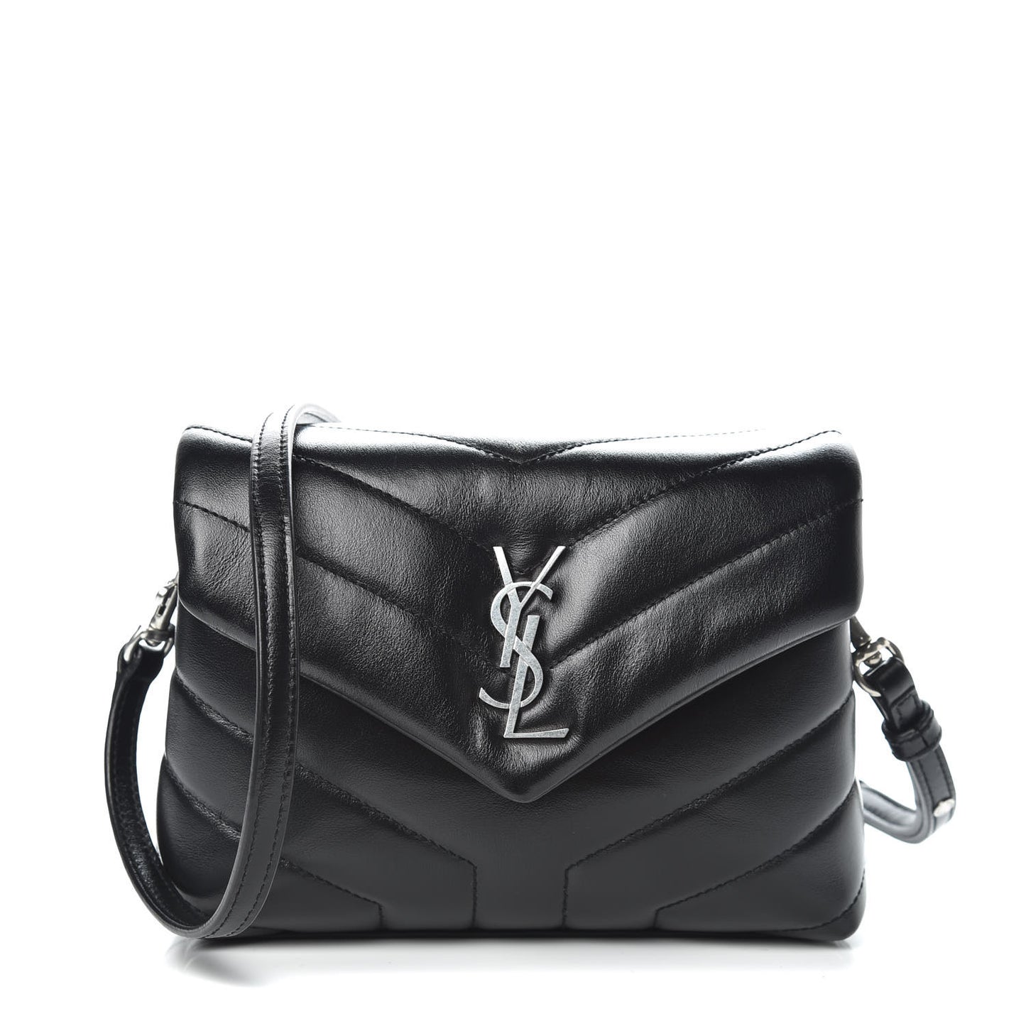 Calfskin Y Quilted Monogram Toy Loulou Crossbody Bag Black