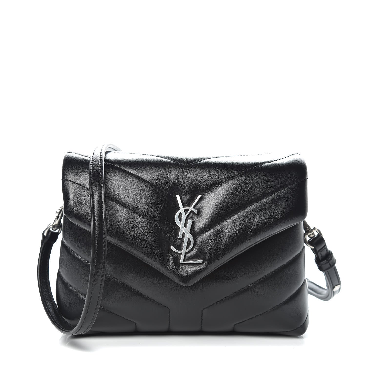 Saint Laurent Calfskin Y Quilted Monogram Toy Loulou Crossbody Bag Black 1 of 10