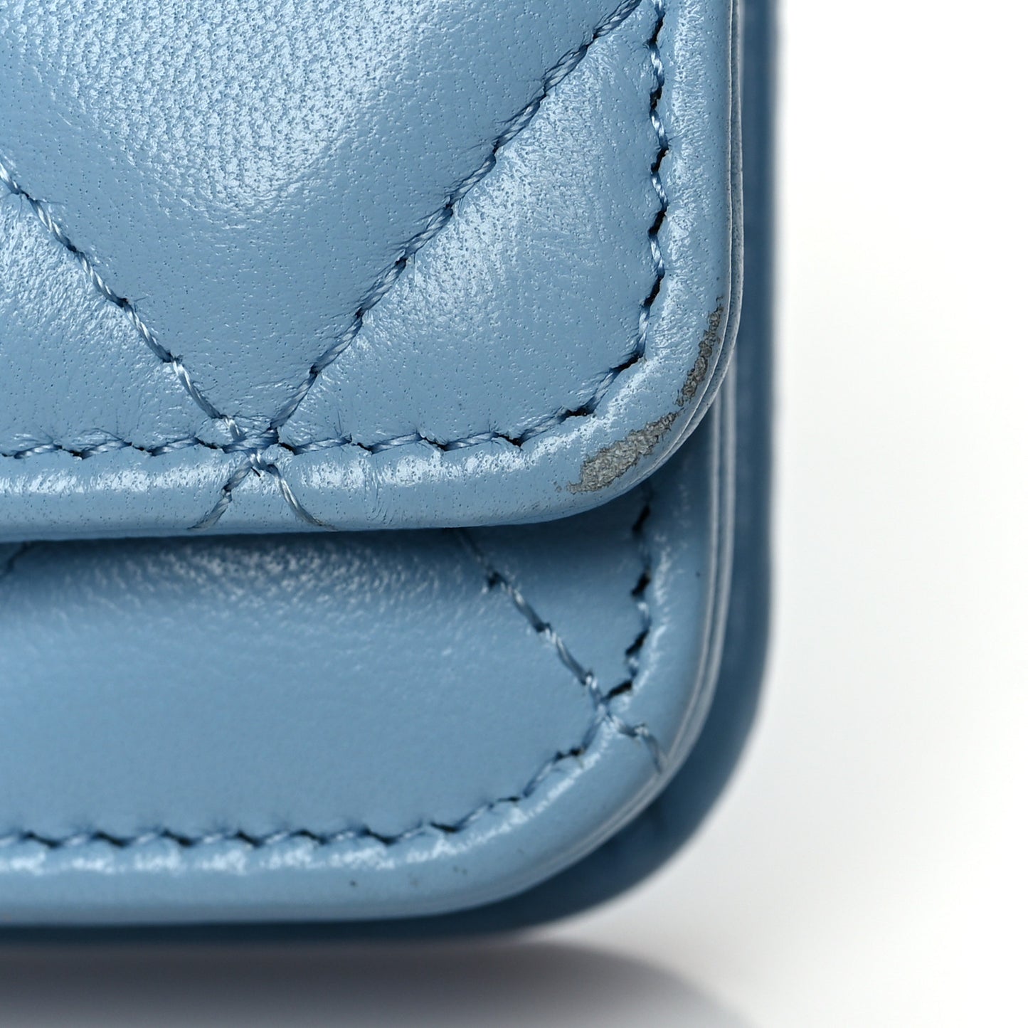 Lambskin Quilted Chanel 19 Wallet On Chain WOC Light Blue