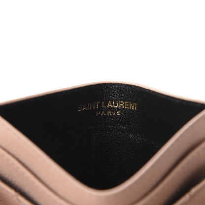 Saint Laurent Grain De Poudre Matelasse Chevron Monogram Credit Card Case Pale Blush 6 of 8