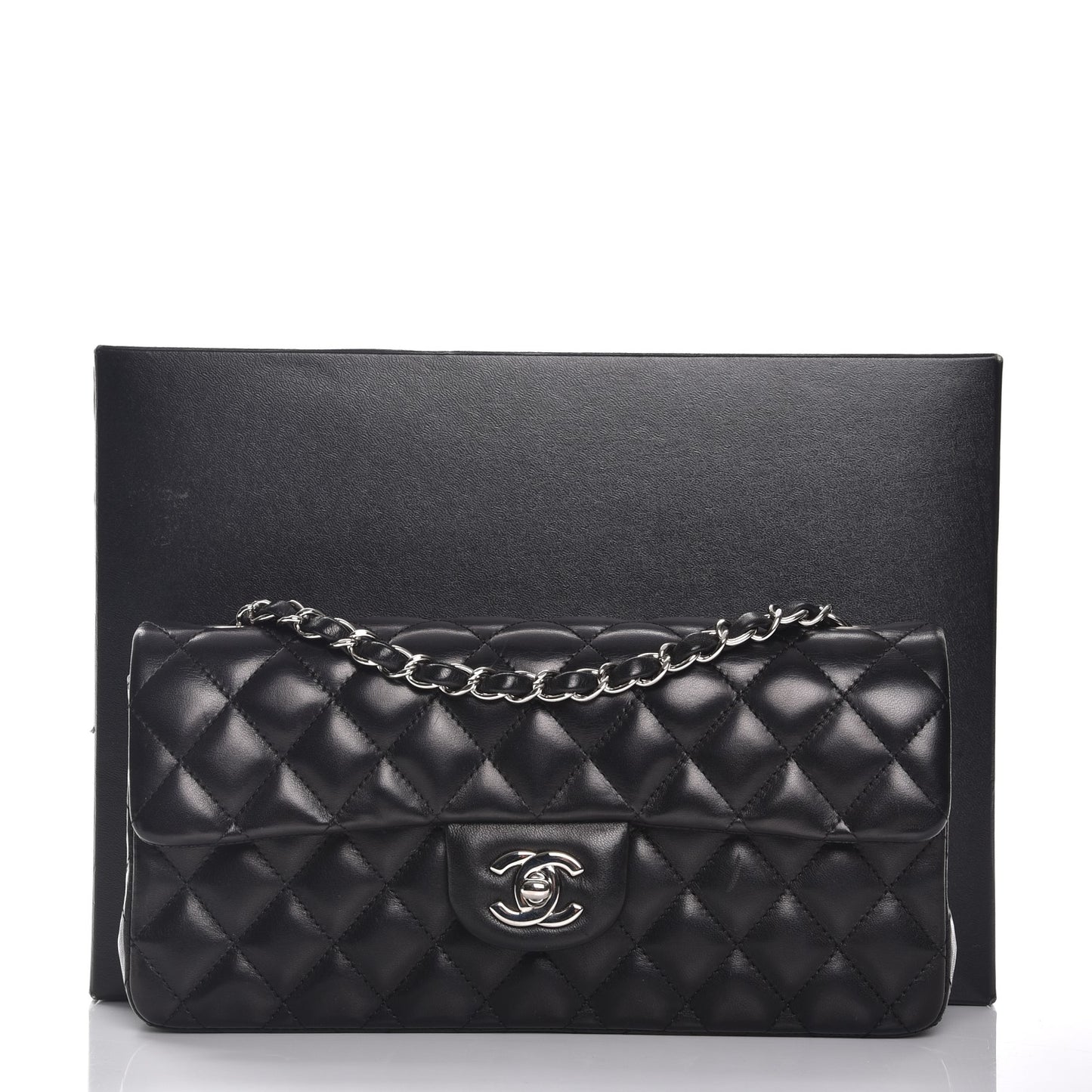 Lambskin Quilted East West Flap Black