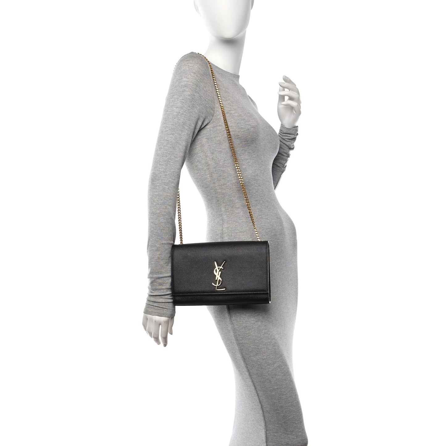 Grain De Poudre Medium Classic Monogram Kate Satchel Black