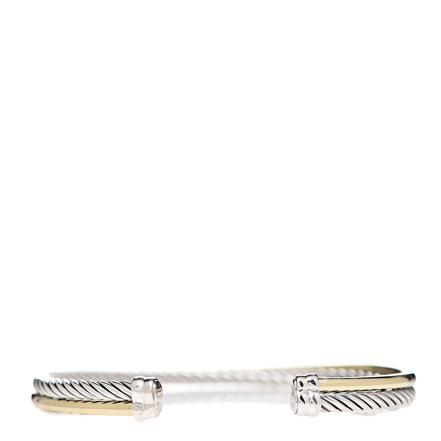 David Yurman Sterling Silver 18K Yellow Gold 3mm Crossover Cuff Bracelet 2 of 4