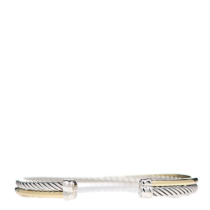 David Yurman Sterling Silver 18K Yellow Gold 3mm Crossover Cuff Bracelet 2 of 4