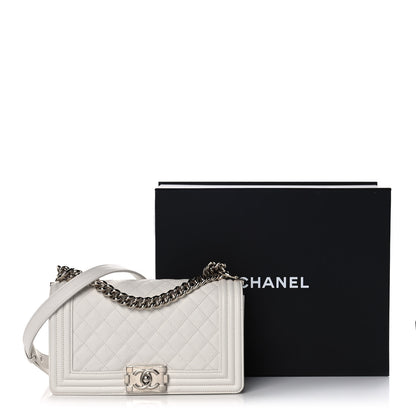 Chanel Caviar Quilted Medium Boy Flap White 12 of 12