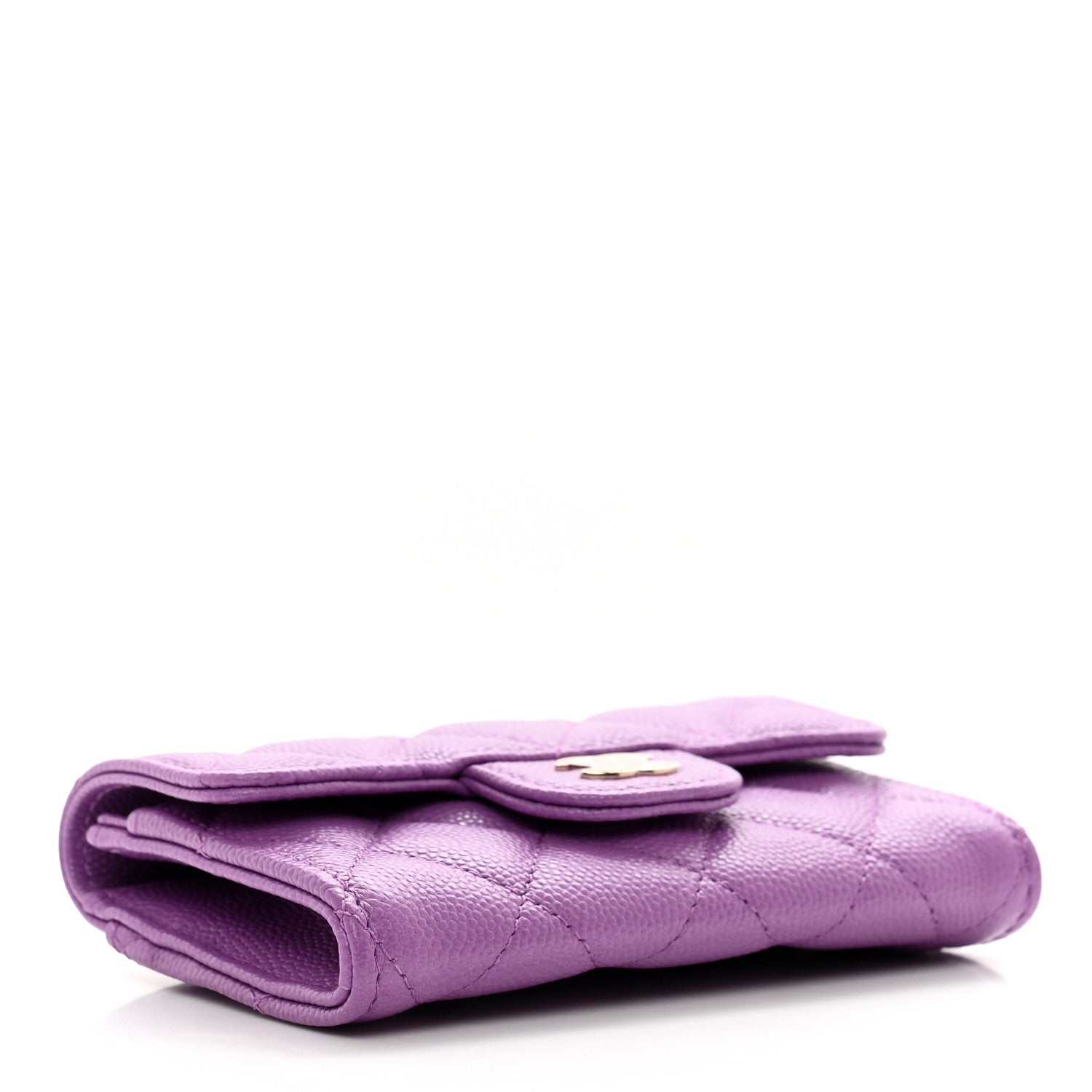 Chanel Caviar Quilted Flap Card Holder Wallet Purple 4 of 9