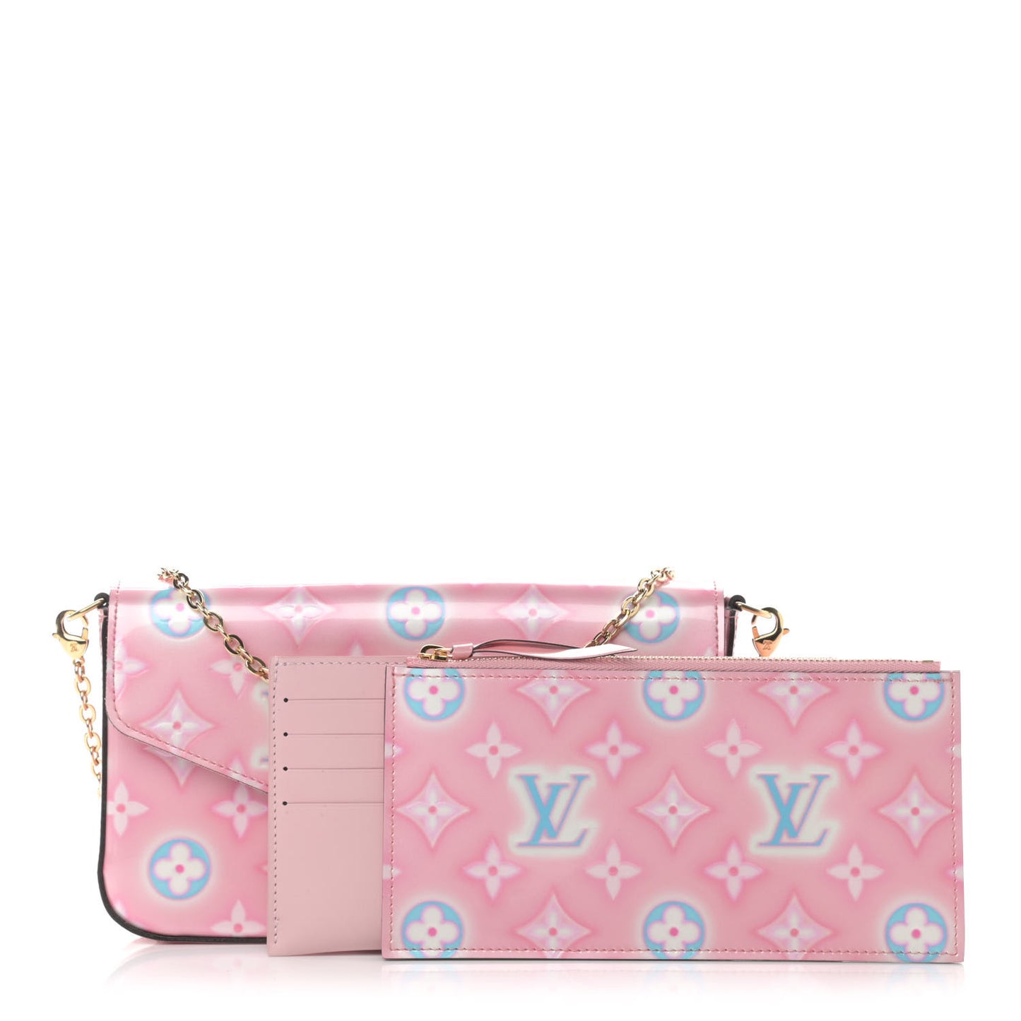 Vernis Valentine Felicie Pochette Chain Wallet Light Pink Neon