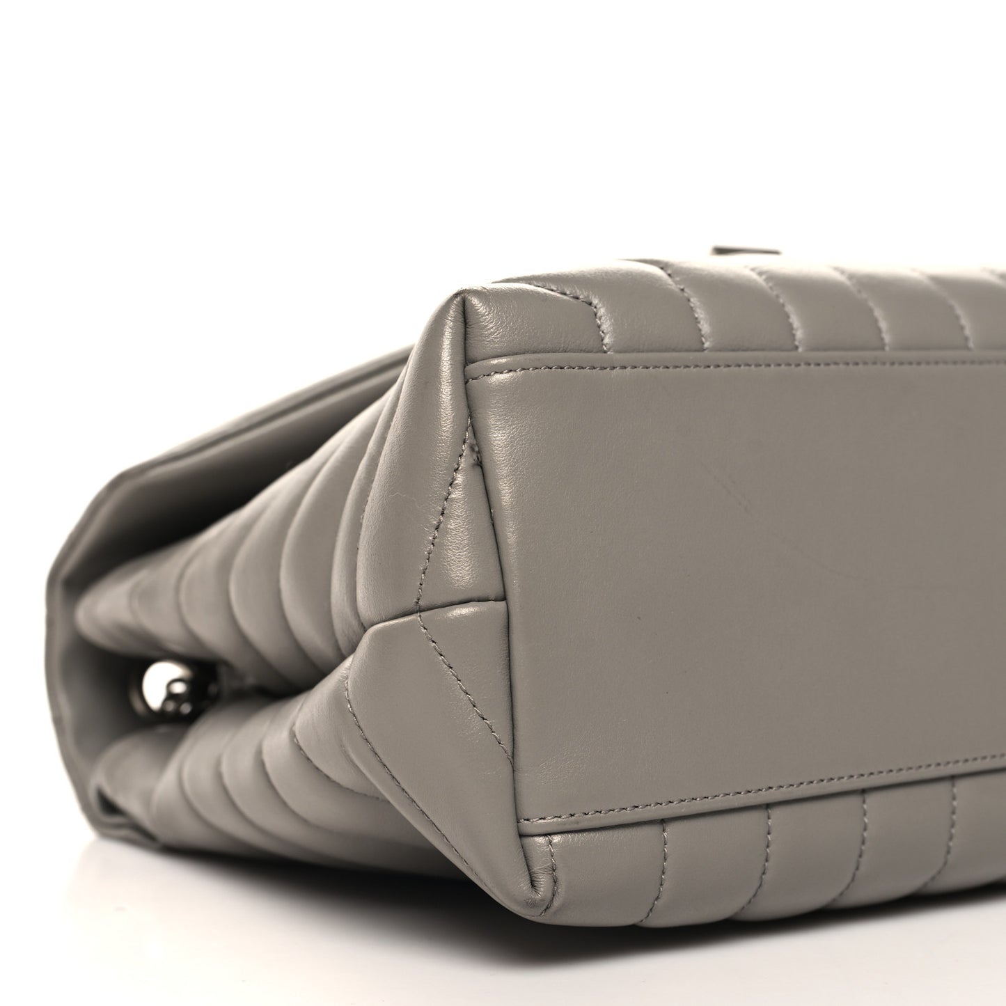 Calfskin Y Quilted Monogram Medium Loulou Chain Satchel Oyster Grey