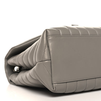 Saint Laurent Calfskin Y Quilted Monogram Medium Loulou Chain Satchel Oyster Grey 9 of 11