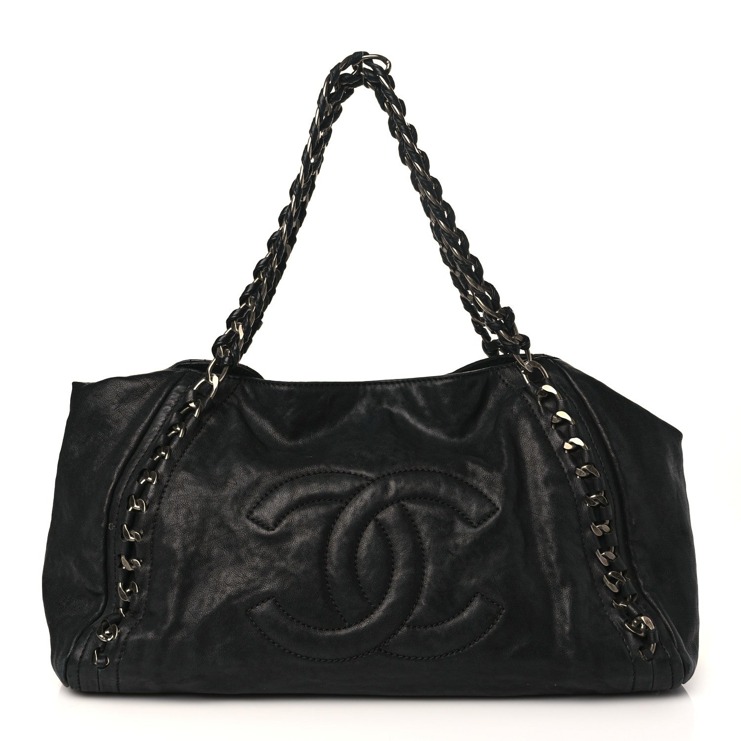 Chanel Glazed Calfskin East West Modern Chain Tote Black 1 of 9
