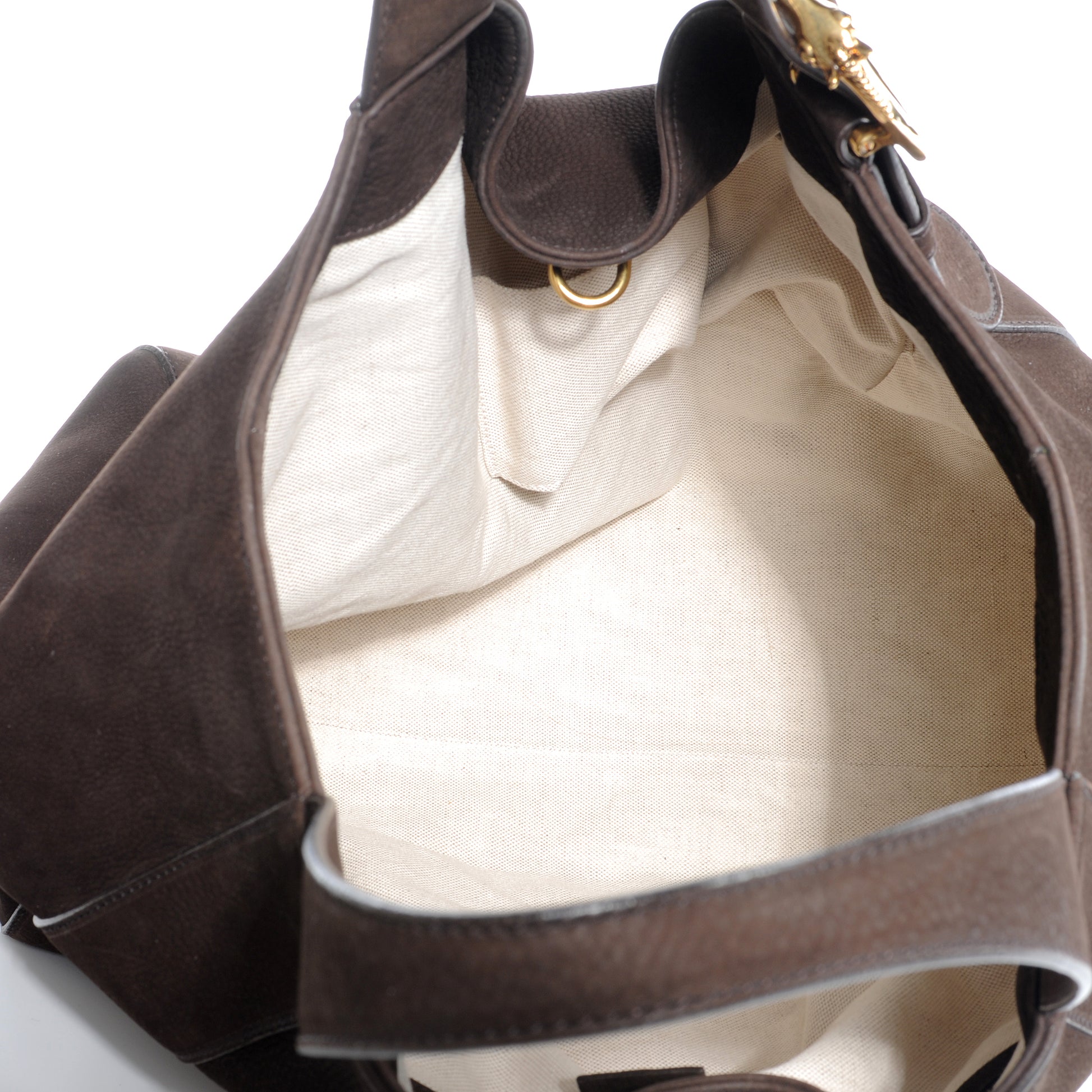 Gucci Nubuck Leather Large Ribot Horse Heads Tote Brown 8 of 8