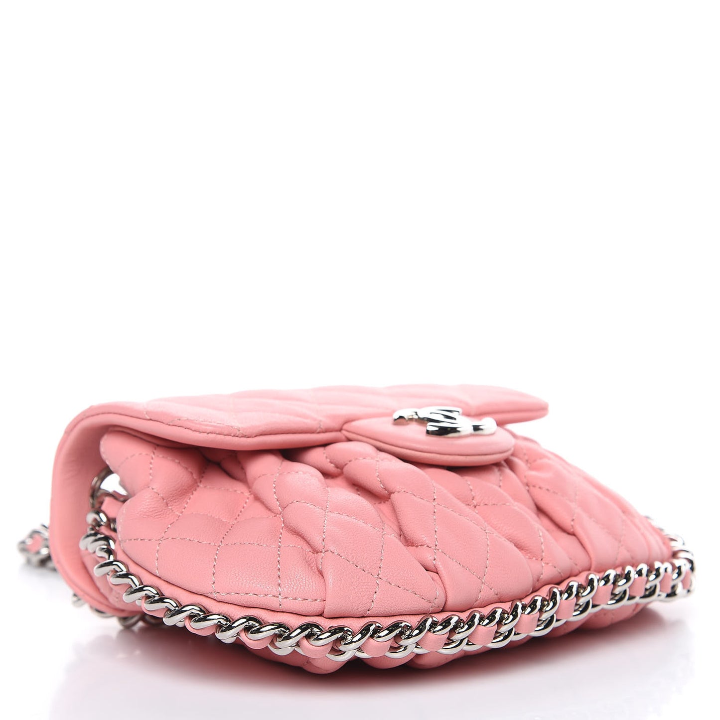 Washed Lambskin Quilted Mini Chain Around Messenger Pink
