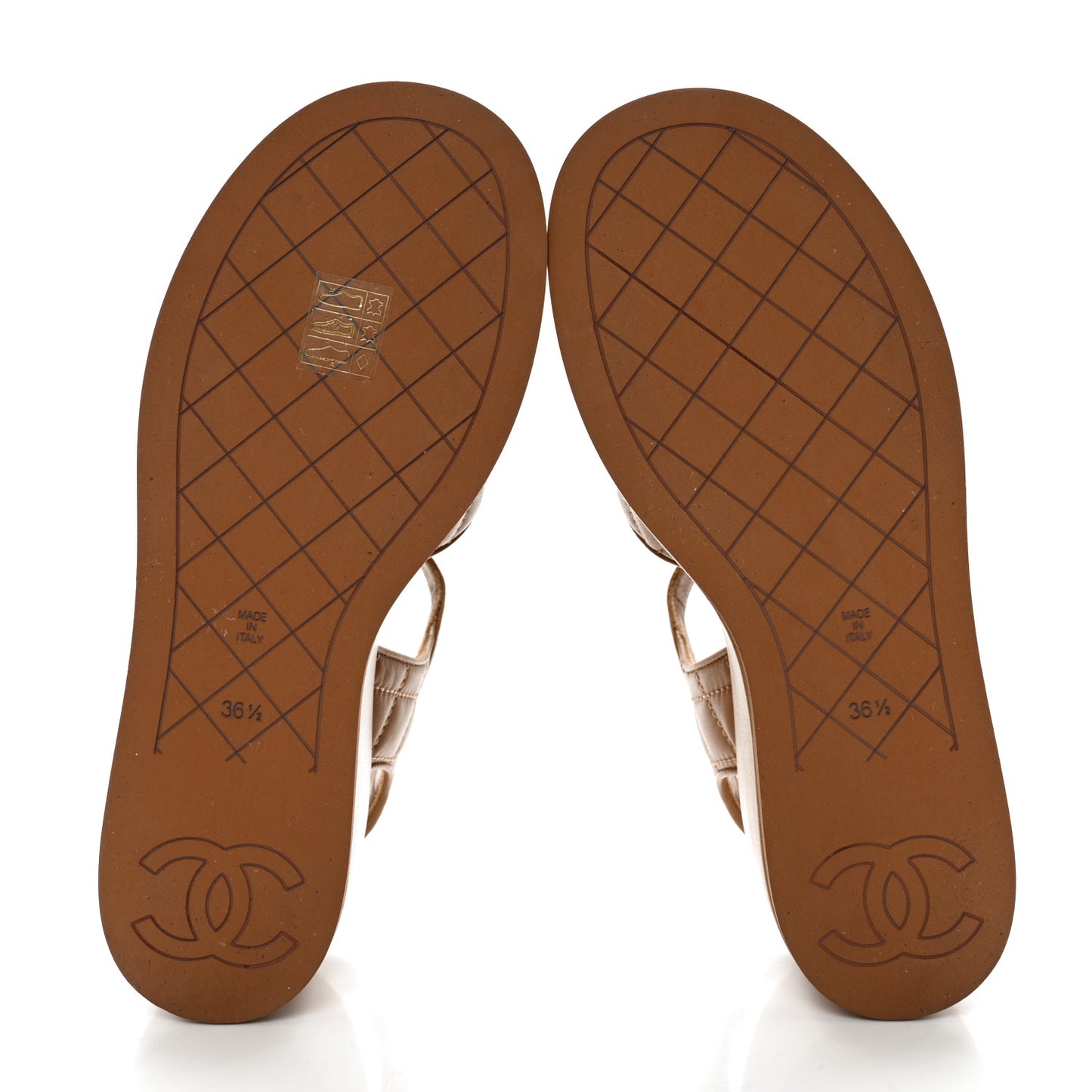Lambskin Quilted CC Platform Sandals 36.5 Beige