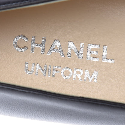 Chanel Lambskin Patent CC Cap Toe Pumps 37 Black 7 of 8